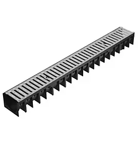 Caniveau PP noir avec grille galva 12 x 100 cm