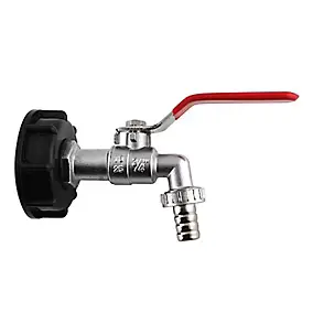 Robinet pour cuve IBC en laiton chromé 20x27 + embout tuyau arrosage