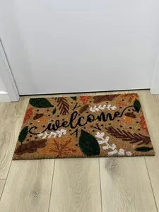 Tapis intérieur ou extérieur abrité "Coco" marron, vert - 38x58 cm