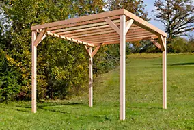 Pergola autoportante en bois naturel sapin de Douglas modulable H.2,5 x l.2,9 m