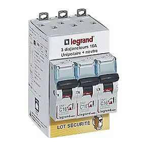 Disjoncteur DNX3 unipolaire + neutre 16A Legrand vendu par 3 pièces