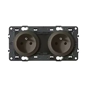 Mécanisme double prises 2 pôles+terre à surface lisse Legrand Céliane graphite
