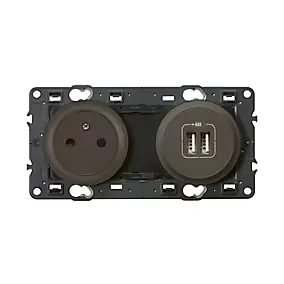 Mécanisme de prise avec terre surface lisse et prise USB Legrand Céliane graphite