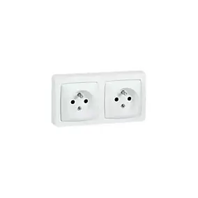 Double prise 2 pôles+terre horizontale ASL Legrand blanc