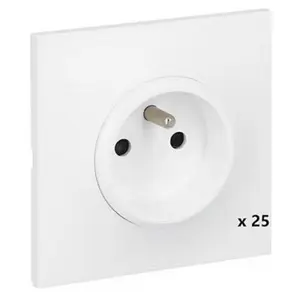 Lot de 25 prises 2P+T blanches "Neptune"