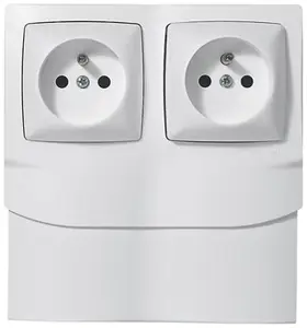 Cadre saillie 2 postes avec 2 prises de courant pour moulure 16mm