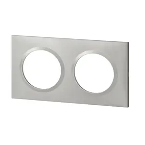Plaque de finition 2 postes Legrand Dooxie 6 008 52 coloris aluminium l.158 x P.10 x H.87 mm