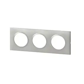 Plaque de finition 3 postes Legrand Dooxie 6 008 53 coloris aluminium l.229 x P.10 x H.87 mm