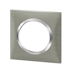Plaque de finition 1 poste Legrand Dooxie 6 008 71 coloris inox brossé l.87 x P.10 x H.87 mm