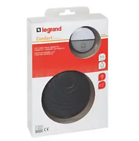 Kit Confort carillon et sonnette sans fil Legrand avec 15 mélodies alimentation par piles - anthracite