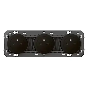 Triple prise 2 pôles + terre Legrand Dooxie noir carrée à composer