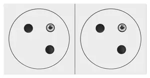 Prise double avec terre surface double inclinée 45° "Mosaic" blanc