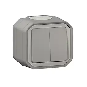 Double interrupteur Legrand Plexo gris en saillie