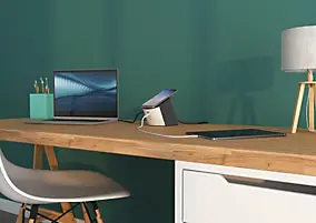 Multiprise 2 prises 2 pôles+terre + 2 chargeurs induction Qi USB-A et C Legrand blanc et gris 2 m