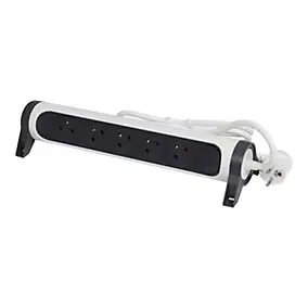 Multiprise 5 prises rotative à fixer Legrand blanc et gris 1.5 m