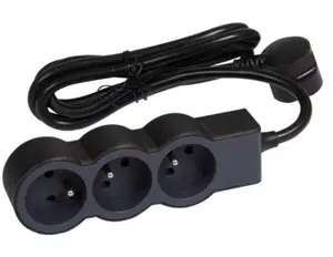 Bloc 3 Prises Noir - Câble 1,5 m