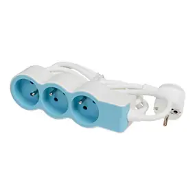 Multiprise 3 prises Legrand blanc et bleu 1.5 m