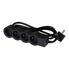 Multiprise 4 prises Legrand noir et gris 1.5 m