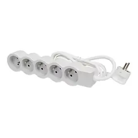 Multiprise 5 prises Legrand blanc et gris 1.5 m