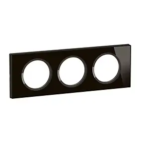 Plaque de finition 3 postes Legrand Céliane CP1903 coloris verre onyx noir l.243 x P.11 x H.84 mm