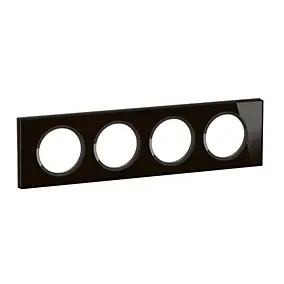 Plaque de finition 4 postes Legrand Céliane CP1904 coloris verre onyx noir l.314 x P.11 x H.84 mm