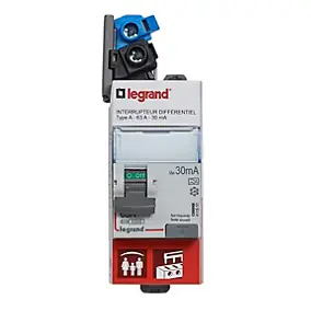 Interrupteur différentiel bipolaire 30mA 63A Type A, 2 modules, Legrand