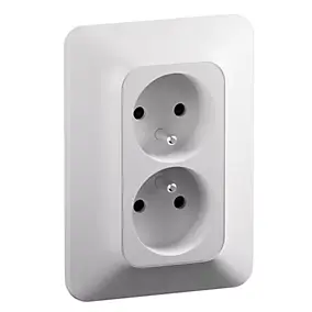 Double prise de courant avec terre verticale Neptune 16A blanc, bornes à vis, Legrand