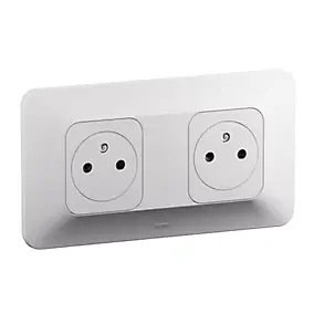Double prise de courant avec terre horizontale Neptune 16A blanc, bornes automatiques, Legrand