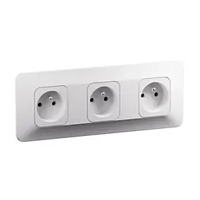 Triple prise de courant avec terre horizontale 16A Neptune blanc, bornes automatiques, Legrand