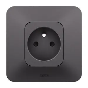 Prise de courant encastrable NEPTUNE 2p+T 16A noire 87x87 cm