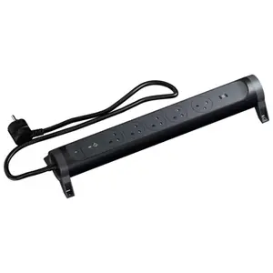 Rallonge multiprise rotative noire 5 prises avec 2 ports usb type-c et câble 150 cm