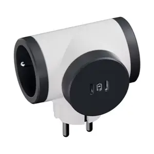 Multiprise 2 P + T rotative blanc finition satinée saillie blanc et noir et ports usb type-c 20 W