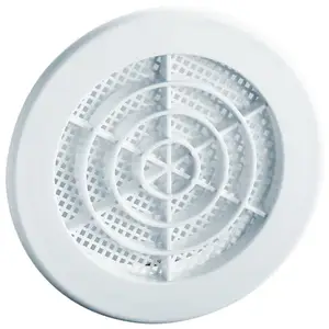 Grille fixe PVC ronde blanche Ø 150/160 mm