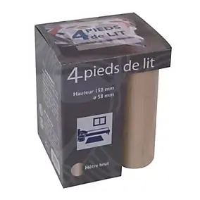 Pied de lit de lits cylindre en hêtre H.15 x ø 5.8 cm, 4 pièces