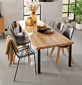 Plateau de table chene rustique huile prolam bords flacheux 80 x 200 cm, ép.40