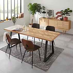Plateau plaqué chêne huilé point de Hongrie L.200 x l.80 cm, ép.37 mm