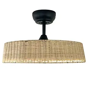 Ventilateur de plafond silencieux avec éclairage LED effet bois clair Ø.50 cm Farelek Solava - Télécommande incluse