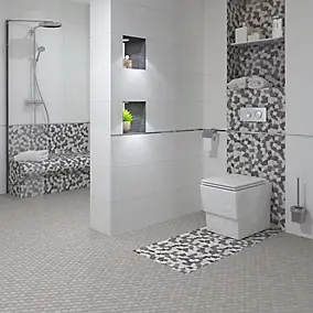 Mosaïque marbre Mosa gris L. 30 x l. 30 cm Mat Inter