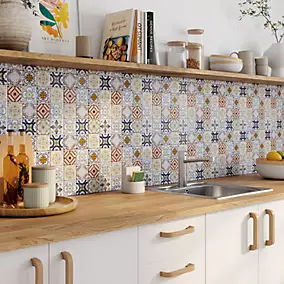 Mosaïque multi-couleur 7,2 x 7,2 cm Bada travertin pierre naturelle