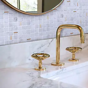 Mosaïque marbre gold blanc 29,7 x 29,70 cm