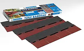 14 Tuiles bitumées 2m² rouge, plaques de 100x34cm Soprema