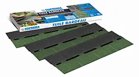 14 Tuiles bitumées 2m² vert, plaques de 100x34cm Soprema