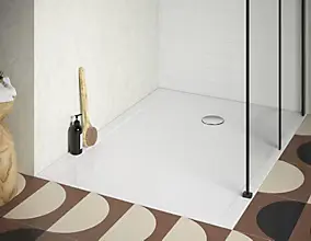 Receveur de douche L.120 x l.90 cm en grès cérame émaillé, blanc, bonde à droite, Jacob Delafon Edgar