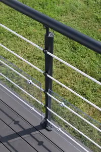 Poteau balustrade aluminium noir anthracite sablé