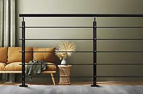 Pack garde-corps 2m Opaluminium noir pose à plat