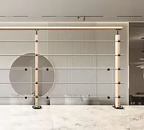Pack balustrade 2m pose à plat Hesta Kordo hêtre verni/ aluminium noir ral 9005