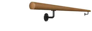 Kit main courante effet chêne + 2 supports noir - Ø 40 x 2000 mm