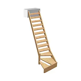 Escalier 1/4 tournant gauche bois Normandie l.80 cm 13 marches sapin