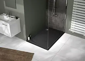 Receveur de douche rectangulaire 80 x 120 cm, noir texturé effet pierre, Allibert Mooneo