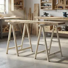 Tréteau en pin 75 x 75 cm pour bureau, atelier ou plan de travail